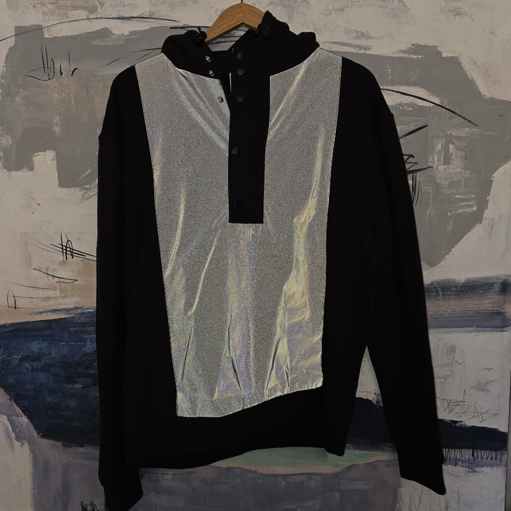 Black and Silver HoodieUndefeated 5 Strike Hooded 3M Reflective Jacket Zip Up
